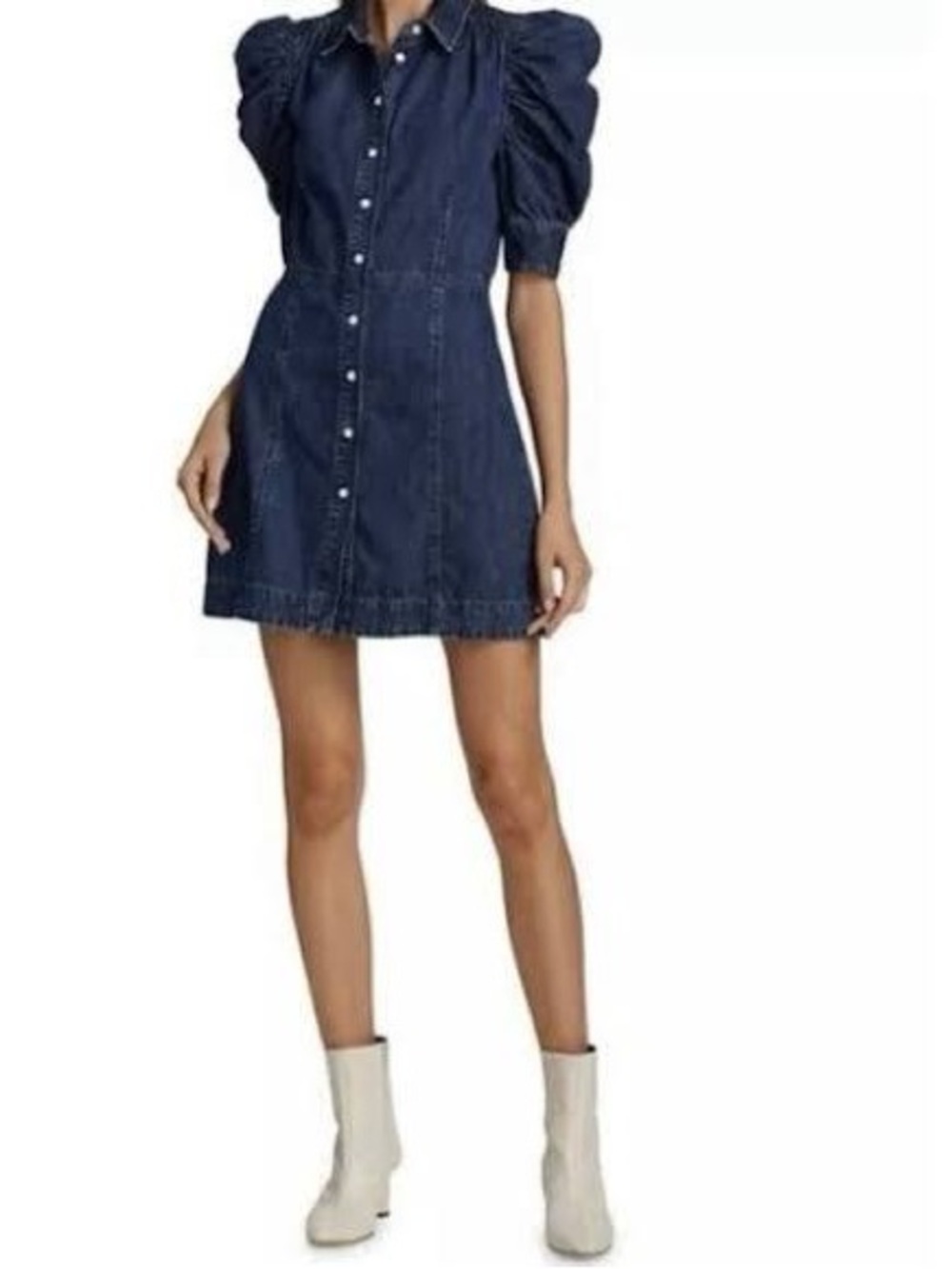 FRAME Puff Sleeve Denim Mini Dress